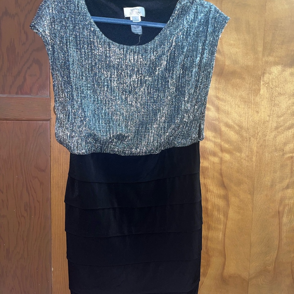 Elegant Black and Silver Pencil Skirt Dress